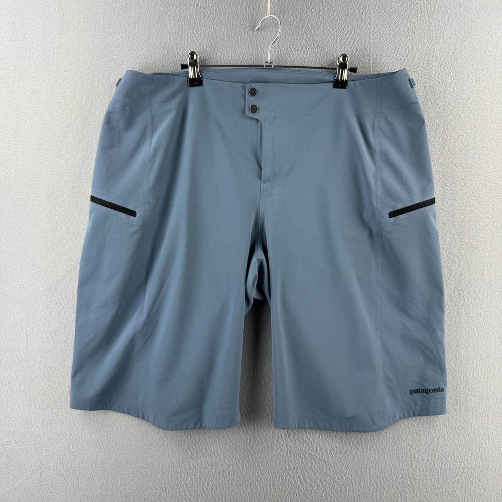 Patagonia Dirt Roamer Biker Shorts Mens 38 Blue Stretch Adjustable Waist MTB